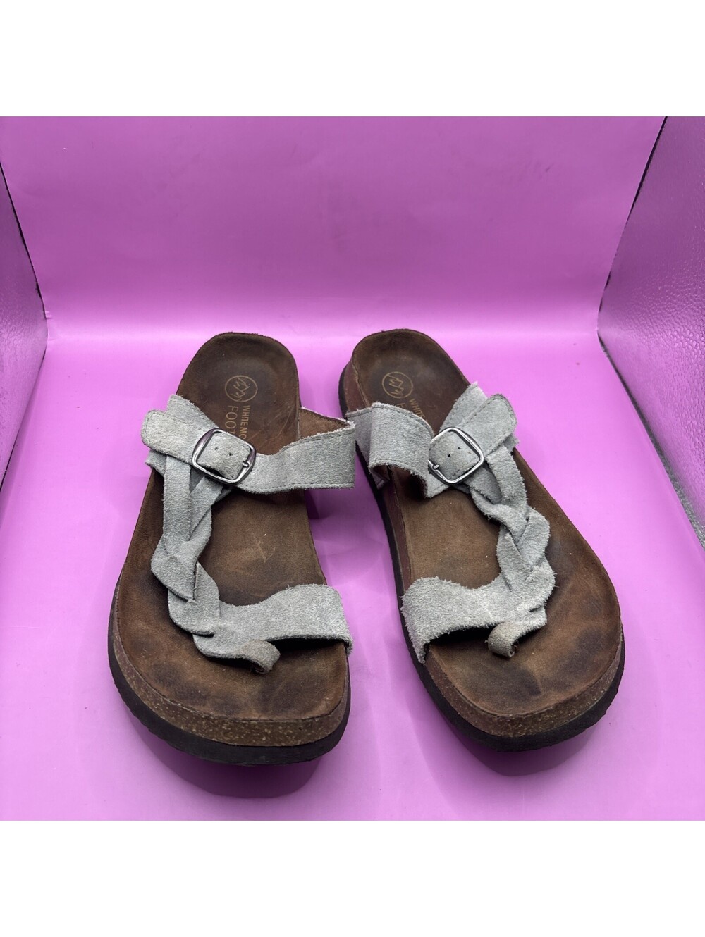 White Mountain Footbeds Gray Suede Slide Sandals Size 12W
